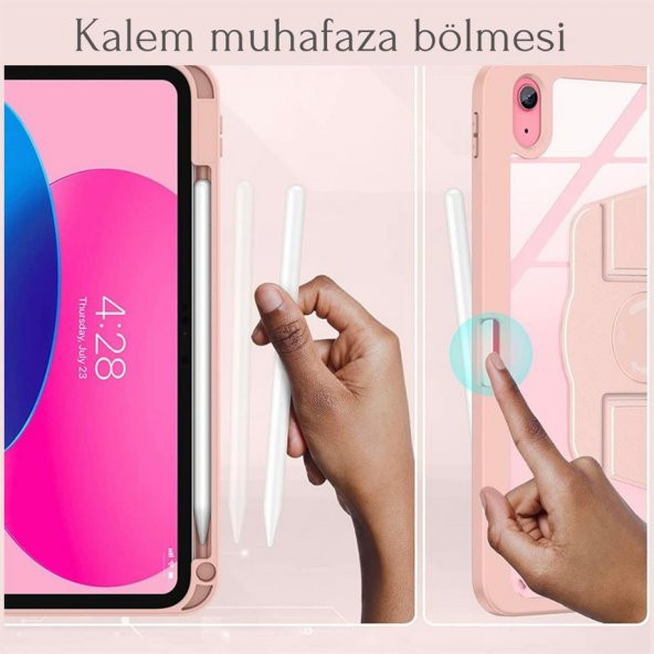 Peeq iPad Air 10.9 inç 10.Nesil 2022 Lüx 360° Dönebilen Standlı Kalemlikli Kılıf - 5