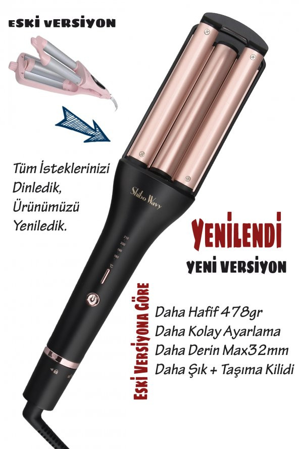 Shibowavy 4 Ayarlı Siyah Wag Maşa (19/25/28/32Mm Yeni Versiyon) Küçük-Orta-İri Dalgalar Aynı Maşada - 2
