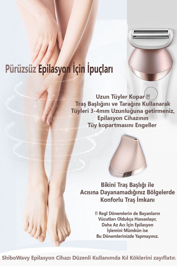 Shibowavy Jolvena Shibowavy 6 Başlıklı Süper Lüx Epilatör / Epilasyon - 5