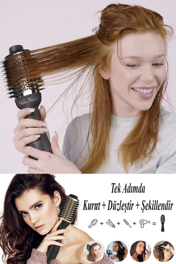 Shibowavy Saç Şekillendirici ve Saç Düzleştirici Fön Tarağı Titanyum Seramik Kaplama - 5