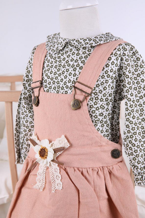 Babyhola Salopet Etek Bluz Kız Bebek Çocuk Takım 830 - 3