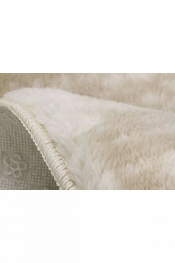 Orkide Home Jel Kaymaz Taban Peluş Krem Vizon Kesme Yolluk 1009 KREM 80 x 80 - 4