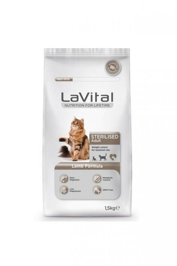 LaVital Cat Adult Sterilised Lamb 1.5 kg Kuzu Etli Kısırlaştırılmış Yetişkin Kedi Maması