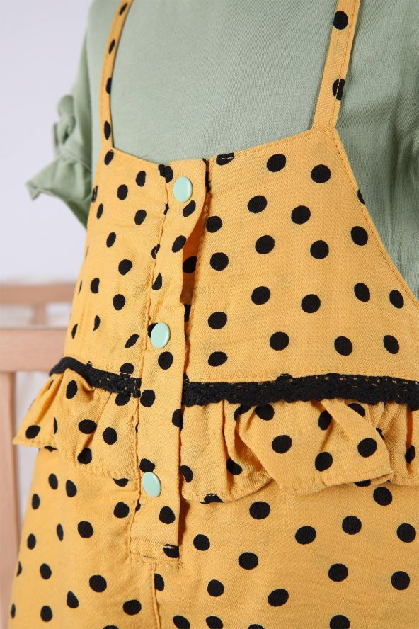 Babyhola Puantiyeli Askılı Tulum Bluz Kız Bebek Çocuk Yazlık Takım 831 - 4