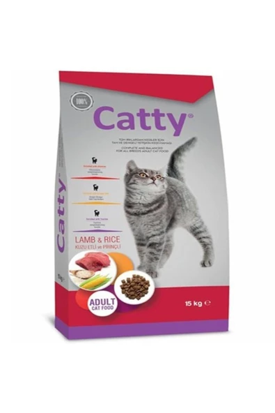 Catty Kuzu Etli ve Pirinçli 15 kg Yetişkin Kedi Maması