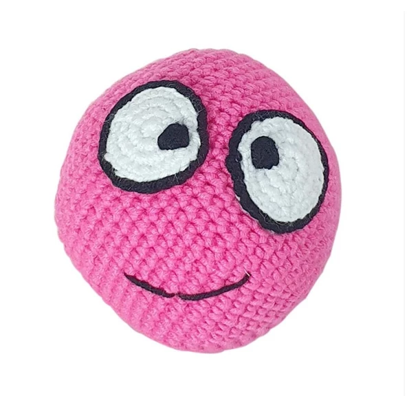 Jooys Amigurumi Kedi Oyuncağı Pembe Emoji Örgü Top 7 cm