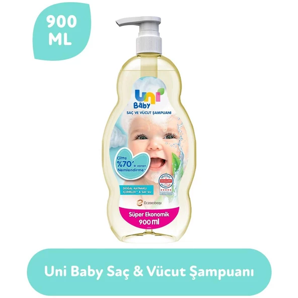 Uni Baby Saç Ve Vücut Şampuanı 900 ml 3 ADET - 2
