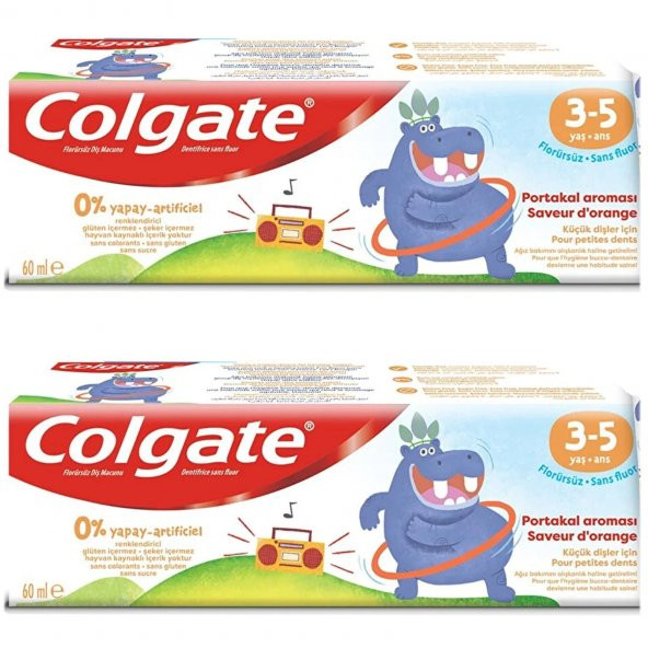 Colgate 3-5 Yaş Portakal Aromalı Florürsüz Çocuk Diş Macunu 60 ml 2 ADET