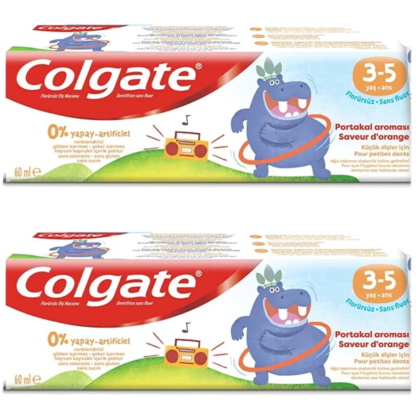 Colgate 3-5 Yaş Portakal Aromalı Florürsüz Çocuk Diş Macunu 60 ml 2 ADET