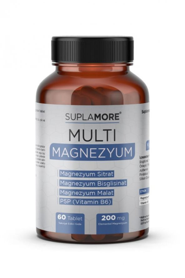 Suplamore Multi Magnezyum Bisglisinat+Sitrat+Malat + P5P 60 Tablet