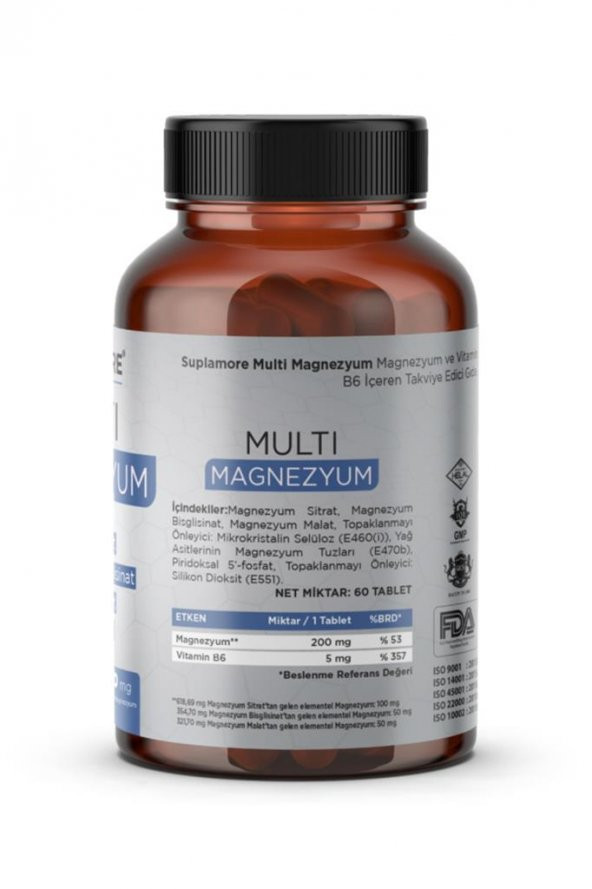 Suplamore Multi Magnezyum Bisglisinat+Sitrat+Malat + P5P 60 Tablet - 2