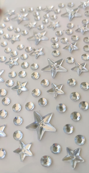 Yıldız Taş Sticker Yapışkanlı Saç, Yüz, Tırnak ve Süs Taşı Işıltılı Parlak - 2