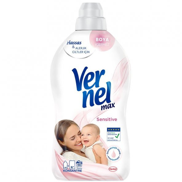 Vernel Max Konsantre Çamaşır Yumuşatıcısı 1440ml (60 Yıkama) Sensitive