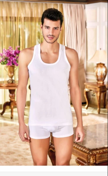 BERRAK 1004 ERKEK ASKILI ATLET 12 ADET  3XL BEYAZ - 2