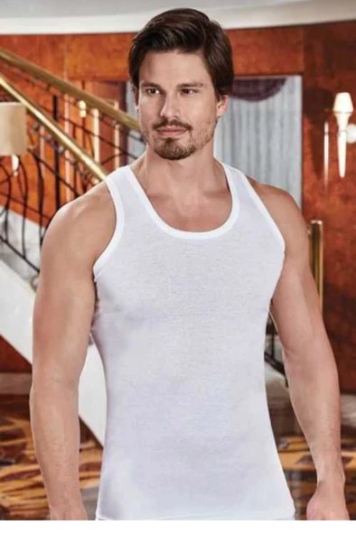 BERRAK 1004 ERKEK ASKILI ATLET 6 ADET  M BEYAZ ürün görseli