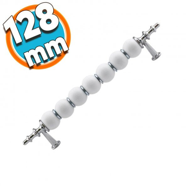 Mobilya Mutfak Banyo Dolabı Çekmece Dolap Kapak Kulpu Kulbu Krom Beyaz 128 mm Polimer Kulp