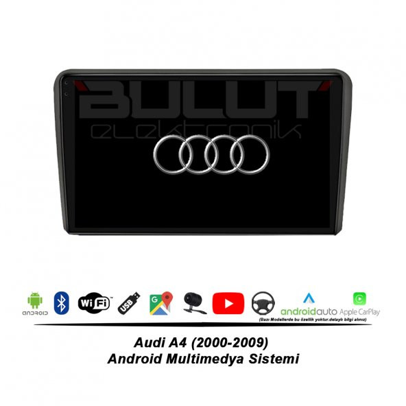 Audi A4 Android Multimedya Sistemi (2000-2009) 4 GB Ram 64 GB Hafıza 8 Çekirdek İphone CarPlay Android Auto Navigatör Premium Series