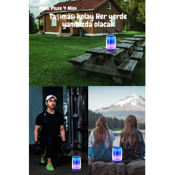 MN6 Pluse 4 Mini Taşınabilir Bluetooth Hoparlör.360 Işıklandırma Hoparlör.bluetooth Hoparlör Stereo - 4