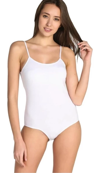 TUTKU 0148 BAYAN İP ASKILI ÇITÇITLI BODY 3 ADET  BEYAZ Battal Standart - 2