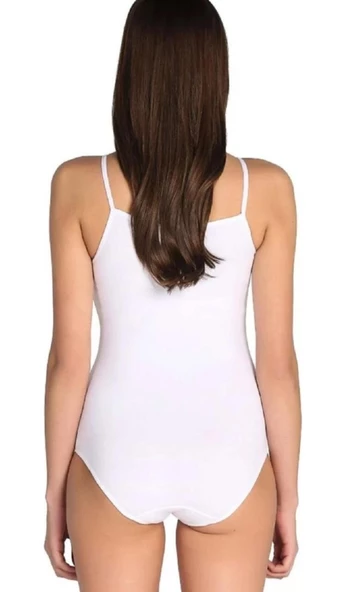 TUTKU 0148 BAYAN İP ASKILI ÇITÇITLI BODY TEKLİ   BEYAZ Battal Standart - 3
