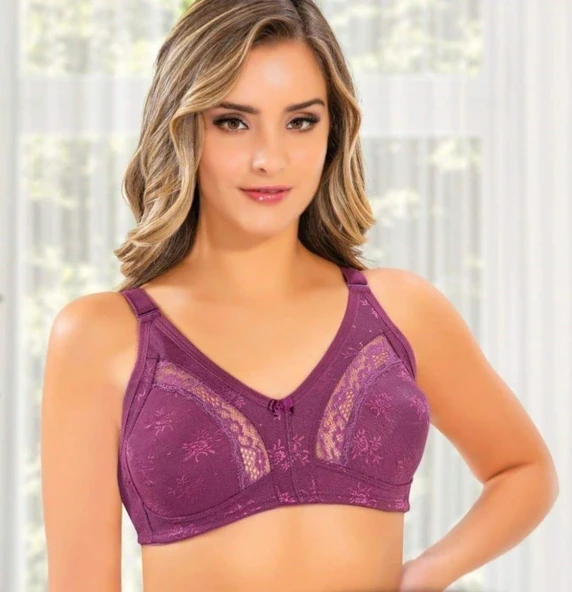 LİZA 543 BAYAN DANTELLİ TOPARLAYICI SÜTYEN TEKLİ  105 BORDO - 2