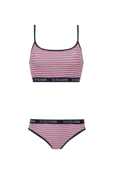 U.S. Polo Assn. Çizgili Büstiyer Slip Takım Lacivert - 2