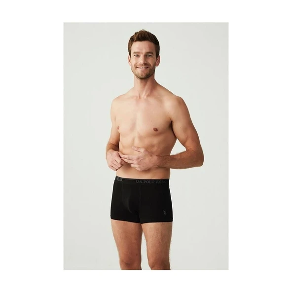 U.S. Polo Assn. Erkek 3 Lü Boxer Set Siyah - 2