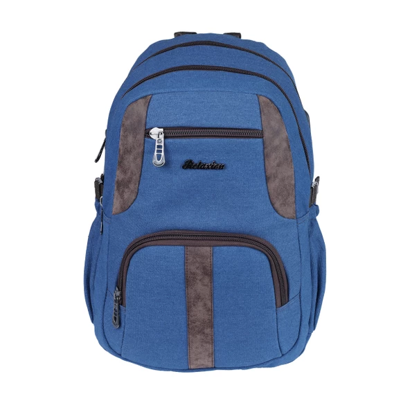 Relaxion Lacivert Kanvas Su Geçirmez Kumaş Okul Sırt Çantası 1655 - Resim 2