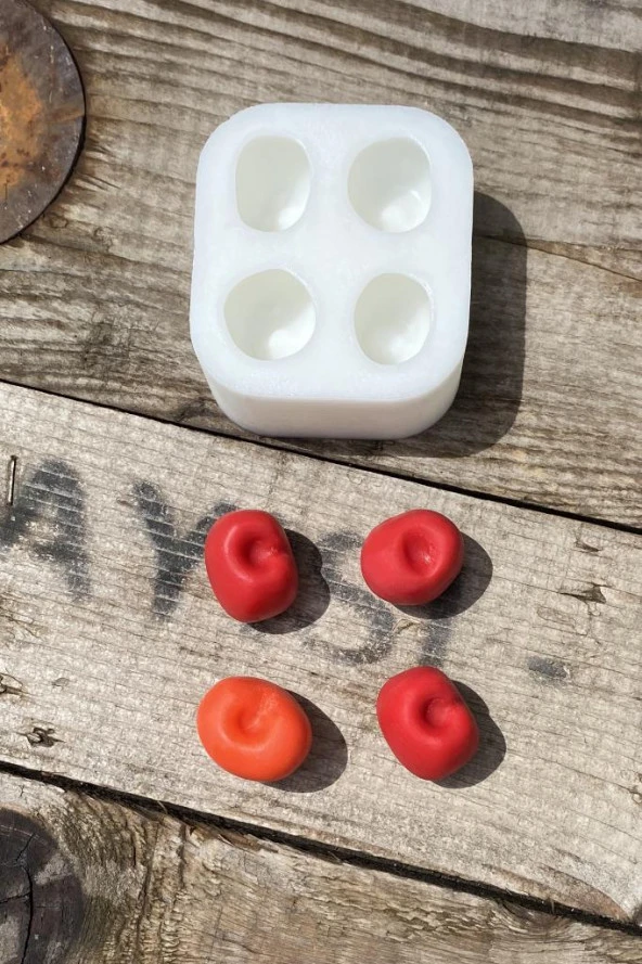 Kiraz Dörtlü Mum Kalıbı ( Silikon ) 1 Adet - Resim 2