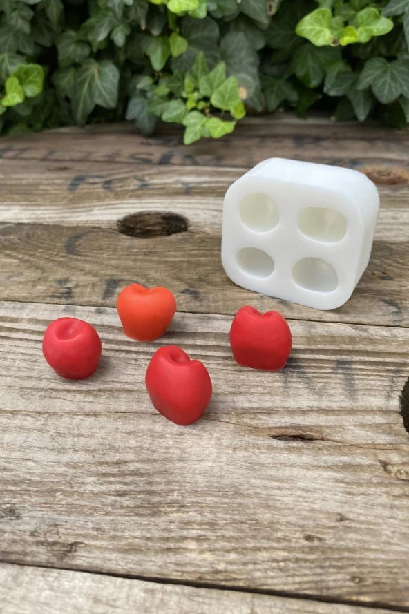 Kiraz Dörtlü Mum Kalıbı ( Silikon ) 1 Adet - Resim 3