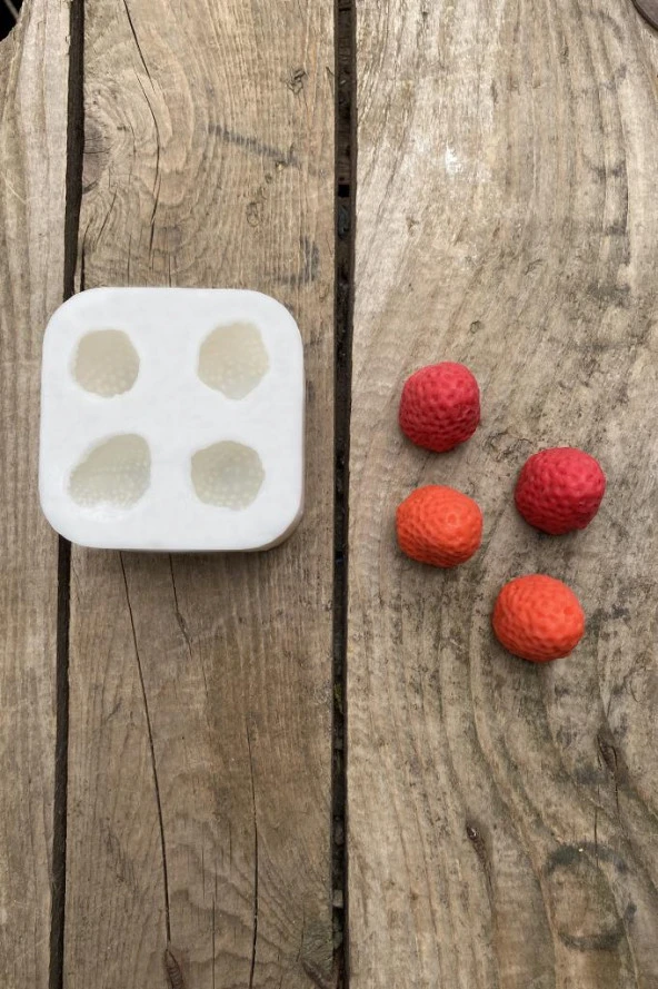 Çilek Dörtlü Mum Kalıbı ( Silikon ) 1 Adet - Resim 3