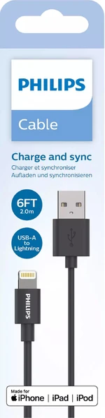Philips DLC3106 MFI Apple Lisanslı USB-A Lightning Şarj Kablosu 2m, Siyah - Resim 10