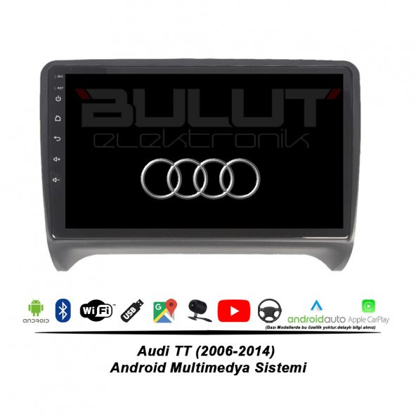 Audi TT Android Multimedya Sistemi (2006-2014) 2 GB Ram 32 GB Hafıza 4 Çekirdek İphone CarPlay Android Auto Newfron Navera