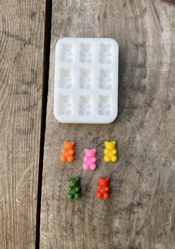 Ayıcık Jelibon Dokuzlu Mum Kalıbı (Silikon) (1 Adet) - Resim 3