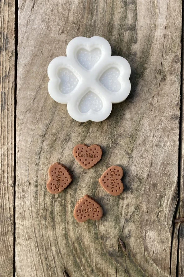 Kalp Bisküvi Dörtlü Mum Kalıbı (Silikon) (1 Adet) - Resim 3