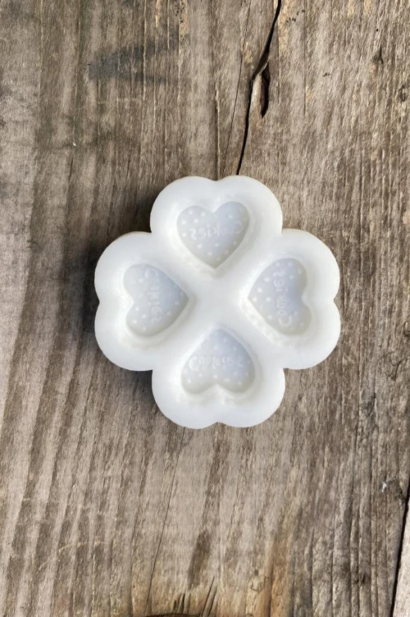 Kalp Bisküvi Dörtlü Mum Kalıbı (Silikon) (1 Adet) - Resim 4