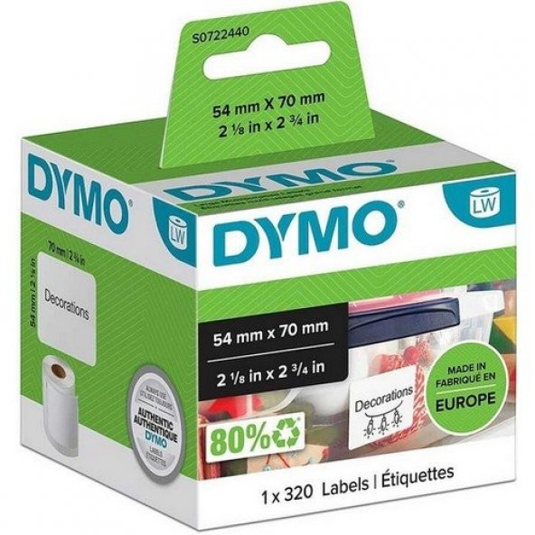 DYMO 99015 LW DİSKET ETİKETİ 320Lİ 70x54mm