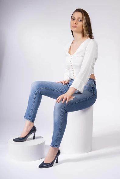 Hakiki Deri Kadın Sivri Burun Kadeh Topuk Stiletto Ayakkabı - Resim 10