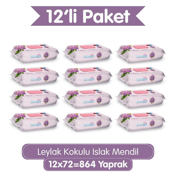 Paddlers Leylak Kokulu Islak Mendil 12x72 li Koli (864 Yaprak) ürün görseli 1