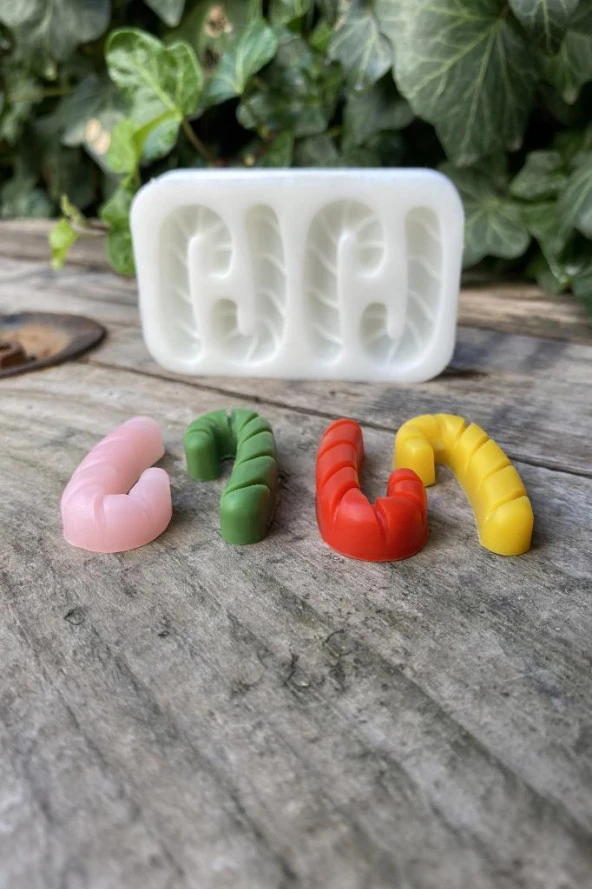 Baston Şeker Mini Dörtlü Mum Kalıbı ( Silikon ) 1 Adet - Resim 4