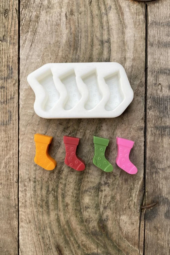 Dilek Çorabı Mini Dörtlü Mum Kalıbı (Silikon) (1 Adet)