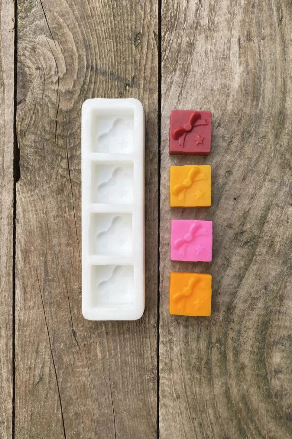 Paket Mini Dörtlü Mum Kalıbı (Silikon) (1 Adet) - Resim 2
