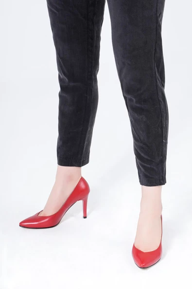 Hakiki Deri Kadın Stiletto Sivri Burunlu İnce Topuklu Ayakkabı - Resim 10