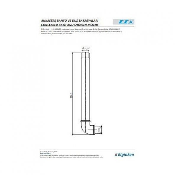 ECA Ankastre Banyo Bataryası Sıva Altı Boru Grubu 101026450 - Resim 2