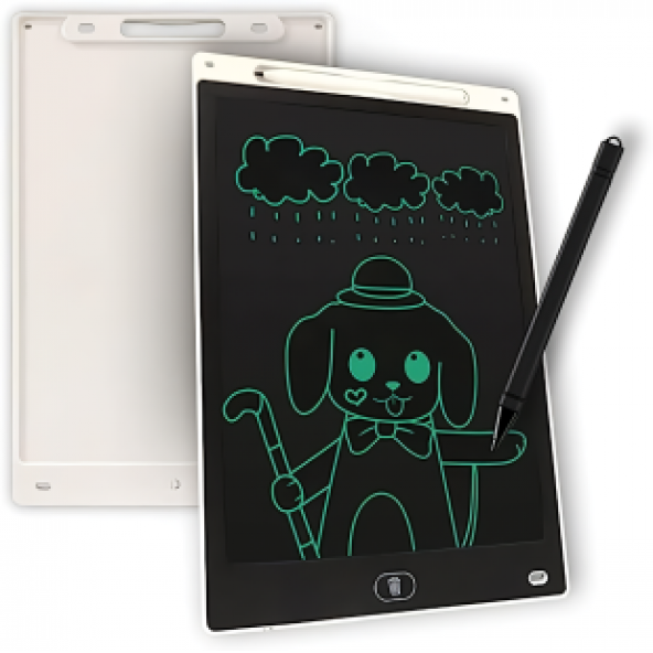 UconeX 12 Inc Renkli Lcd Grafik Dijital Kalemli Çizim Tableti Yazı Tahta Not Yazma Eğitim Tablet Beyaz
