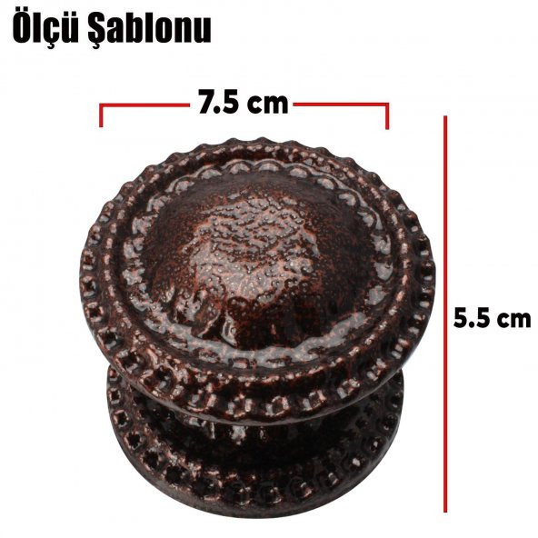 Kapı Tokmağı Kapı Topuzu Baba Kolu Metal Tokmak Bakır - Resim 4