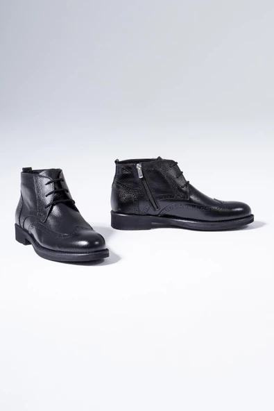 Hakiki Deri Erkek Klasik Bot Bağcıklı Fermuarlı Kışlık Ayakkabı - Resim 8