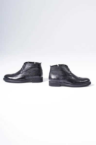 Hakiki Deri Erkek Klasik Bot Bağcıklı Fermuarlı Kışlık Ayakkabı - Resim 12