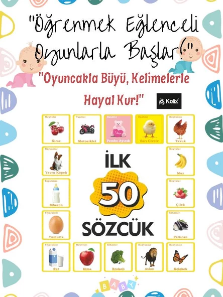 KOLİX İlk 50 Sözcük - Bebeğim'in İlk 50 Sözcüğü Flash Card Eğitici Set oyunu