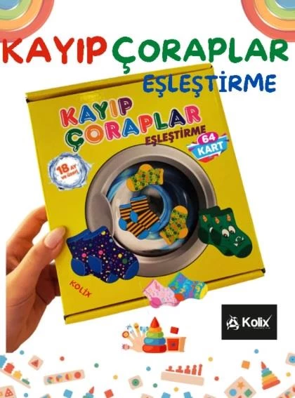 KOLİX Kayıp Çoraplar Eşleştirme & İlk 50 Sözcük Eğitici Set Beceri Zeka Geliştirme Oyunu - 2